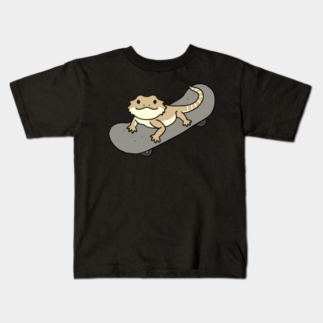 Funny Bearded Dragon On Skateboard Cute Pet Lizard Lover Kids T-Shirt by Tee-Riss